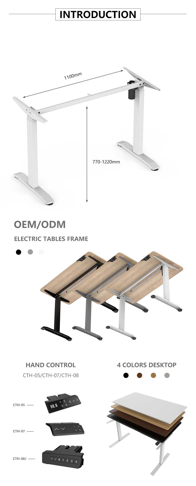 OEM/ODM Modern Office Electric Desk Rising Height Adjustable Sit Stand up Standing Desk for Office Home Furniture