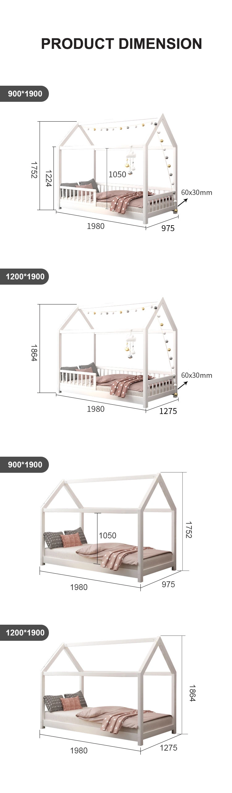 Special Design Hot Selling White Wood Tree House Baby Bed