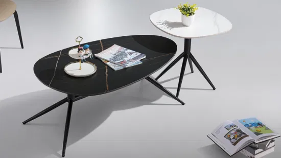 Italian Imported Sintered Stone Tea Table Simple Design Black Sanded Carbon Steel Special Shaped Living Room Coffee Table