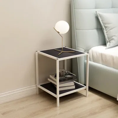 Modern Simple Small Metal Bedside Table with Wood